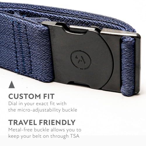 Arcade The Original Unisex Adventure Belt, Heavy Duty Elastic Webbing, Non-Metal Travel Friendly Buckle - color: Navy