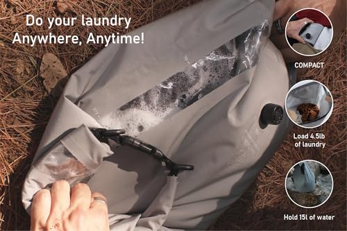 Washbag Portable Washing Machine - 15L Fully Waterproof Dry Bag - Lightweight Compact Nylon Washing Machine - Portable Manual Clothes Washer Laundry Bag (Gray) - color: Gray