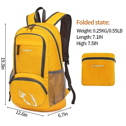 FENGDONG 35L Lightweight Foldable Waterproof Packable Travel Small Hiking Backpack Daypack for men women - color: A10-yellow