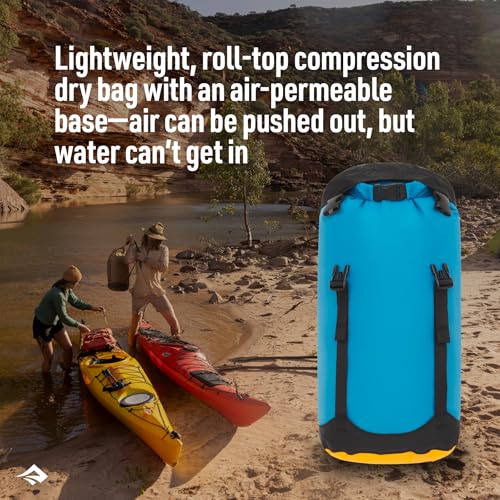Sea to Summit eVac Compression Dry Bag, Waterproof Compression Sack, 20 Liter, Turkish Tile Blue - color: Turkish Tile Blue, style: 20 Liter