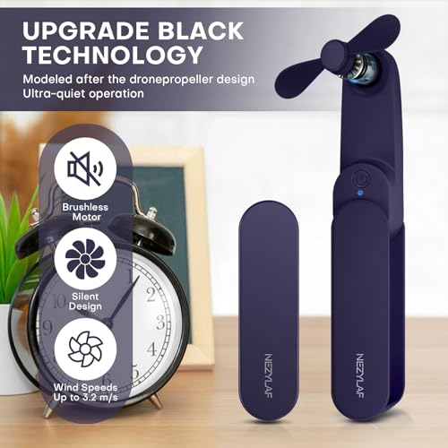 Portable mini handheld Fan, small Rechargeable Personal Fan for 9-15 Hours Runtime, Pocket Design for Travel/Women Essentials/vacation/beach/vacation/airplane/disney - color: BLue