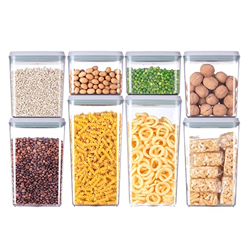 8-Piece Set of Pop Airtight Food Storage Containers with Lids Stackable Containers for Kitchen Pantry Organization Ideal for Cereal Snacks Flour Sugar Coffee and Spaghetti (1.2, 2.0, 2.7, 3.3qt)*2 - color: 8 Pcs Set