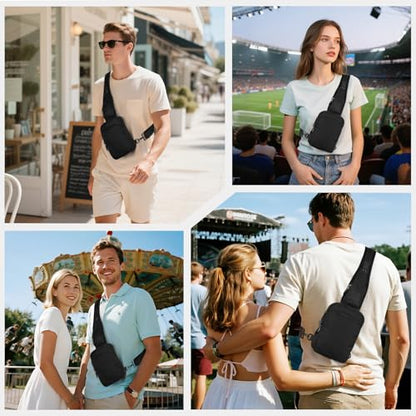 VADOO Sling Bag, Crossbody Bag with Zipper Lock, RFID Blocking & Water Resistant for Men and Women - color: Black