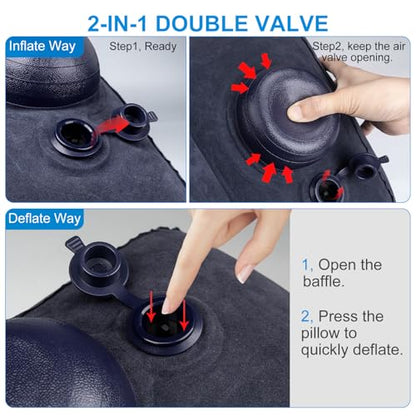 1 Pack Inflatable Travel Foot Pillow,Inflatable Leg Pillow Outdoor Stool, Adjustable 3 Layers Height Leg Rest Pillow for Airplane, Office, Home, Trains, Cars (1Pack Navy) - color: 1pack Navy