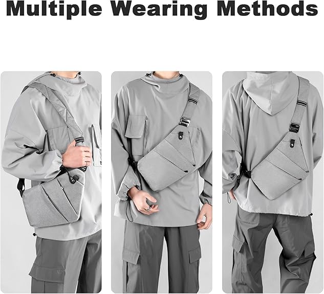 Anti Theft Travel Bag, One Shoulder Large Capacity Cross-body Bag Chest Fashion Lightweight Sling Bags for Travel Sports - color: Grey, style: Left Shoulder