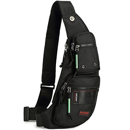 NICGID Sling Bag Chest Shoulder Backpack Crossbody Bags Casual Daypack for Men Women (Black-2854) - color: Black-2854