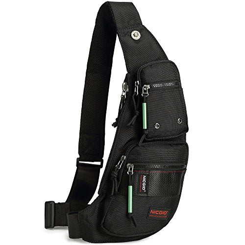 NICGID Sling Bag Chest Shoulder Backpack Crossbody Bags Casual Daypack for Men Women (Black-2854) - color: Black-2854