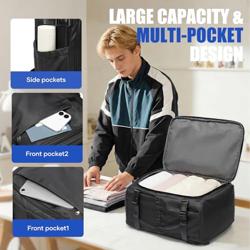 Travel Backpack for Women Men, Ryanair Backpack 40x30x20CM Airline Approved Personal Item Travel Bag, Carry On Backpack Fits 14 Inch Laptop, 180° Opening Weekender Bag for Flight Underseat, Black - color: Black