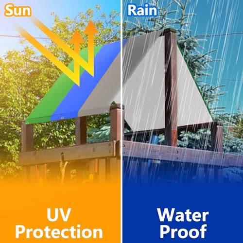 Alpurple Swing Set Replacement Tarp- 52" x 90" Kids Playground Roof Canopy, Replacement Sunshade Waterproof Trap Cover for Children Outdoor Sunproof (Green Blue Gray) - color: Green Blue Gray