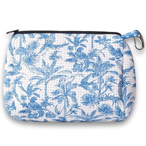 POPUPS Large Makeup Bag with Zipper - Waterproof Neoprene Cosmetic Bag 7.7 x 10.75 x 5 inches (Toile) - color: Print-Toile