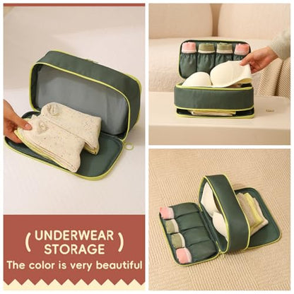 Multifunctional Travel Underwear Organizer Bag Dopamine Lingerie Socks Storage Portable Packing Cube,Matcha Green - color: Matcha Green 12#