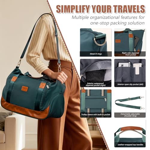 Cosbarn Luggage Sets 5 Piece with TSA Lock Spinner Wheels, Unisex Hard Case ABS Suitcase Set, Hardshell Lightweight Waterproof Travel Hardside Suitcases with Wheels for Women Men, Dark Green - color: DarkGreen, size: 5 Piece Sets (20/24/28/Db/Tb)