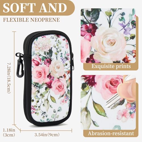 QIUTIMIY Sunglasses Soft Case Zipper Double Eyeglass Case with 2 Compartments 1 Belt Clip - color: Rose