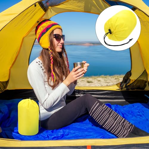 Stuff Sack [2PCS] - Waterproof Outdoor Storage Sacks Use for Backpacking & Traveling & Hiking - [Yellow-5 x 10 in/ 13 x 25 CM] Ultralight Drawstring Bags - color: Yellow