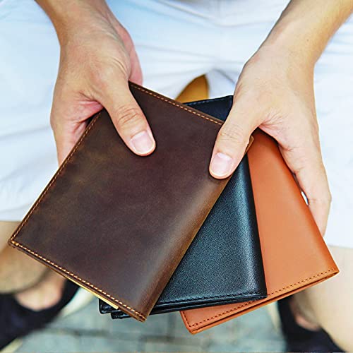 Polare Luxury RFID Blocking Leather Passport Holder Travel Wallet For Men and Women (Dark Brown) - color: Dark Brown