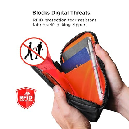 ALPAKA Zip Travel Wallet Grey Axoflux 210D - RFID Passport Holder, Self Locking Zipper Travel Wallet Tear Resistant Material, 4 Pockets and 2 Card Slots - HUB Accessories Compatible - color: Grey