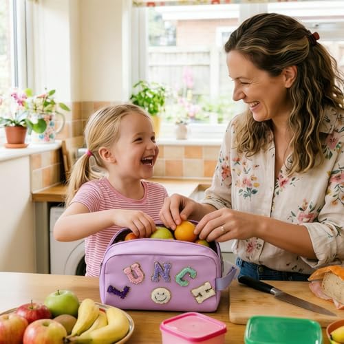 Small Lunch Bag for Girls with 2 Ice Packs, Insulated Mini Lunch Box, Freezable Cooler Bag for Kids Toddler, Reusable Snack Bags for School, Cute Lunchbox Back to School Supplies