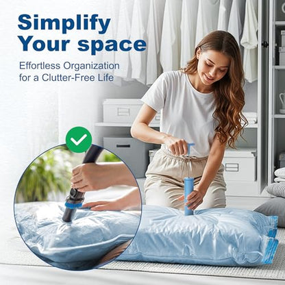 HOUSE DAY 22 Pack Vacuum Storage Bags with Pump,Space Saving Vacuum Seal Bags For Clothing Travel,4 Jumbo/4 Large/4 Medium/4 Small, 4S Roll/2XXS Roll Bags, Hand Pump Included, Sealer Clothes Storage - size: 22 Combo