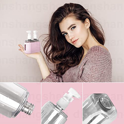 Yamadura Travel bottles for Toiletries, TSA Approved Travel Containers, Refillable, Portable, Spray Bottles and Pump Bottles with Labels for Creams, Perfumes and Shampoos (Pink) - color: Pink
