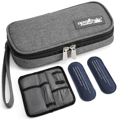 apollo walker Insulin Cooler Travel Case Diabetic Medication with Ice Packs and Insulation Liner insulin cooler travel case tsa approved - color: Gray, size: Small