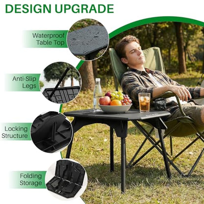 TOPCHANCES Folding Camping Table Outdoor,Ultralight Aluminum Camping Tables Multifunctional Portable Folding Table with Carrying Bag for Holiday Festival Camping Travel Picnic Grilling - color: Black
