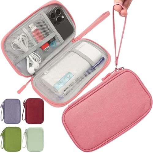 CAAORDKSO Electronic Organizer Travel Cable Accessories Bag, Electronic Organizer Case, Electronic Accessories Organizer Pouch Bag for Cable, Cord, Charger, Phone, Power Bank, Earphone (Pink) - color: Pink