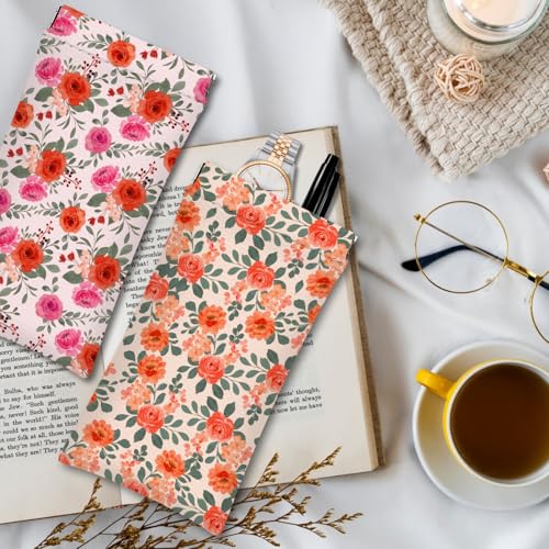 Eyeglass Cases 4 Pack,Boho Floral Pattern Sunglasses Case,PU Leather Soft Eye Glass Pouch for Women Men Student - color: Pink