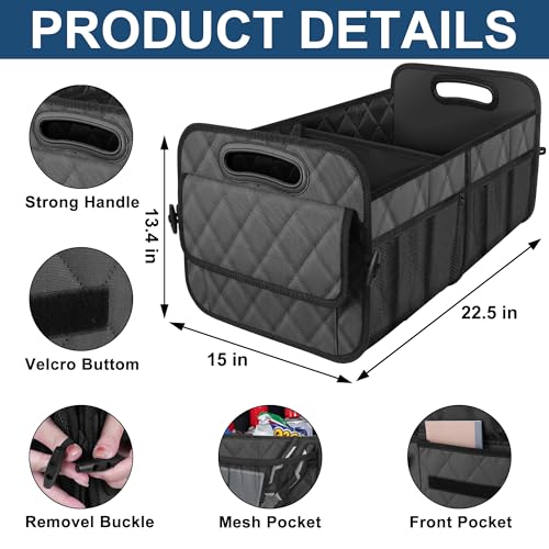 Deosk Car Trunk Organizer for SUV, Car Organizers and Storage with Reinforced Handles, Car Accessories for Women/Men 70L Waterproof Polyester Trunk Organizer(Large, Charcoal) - color: Charcoal, size: Large