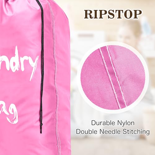2 Pack XL Travel Laundry Bags for Dirty Clothes - Extra Large Heavy Duty Drawstring Laundry Bag Holds 4 Loads - Cruise Ship, Camping, Road Trip, Vacation Essentials Must Haves 2025(Pink + Pink) - color: Pink + Pink
