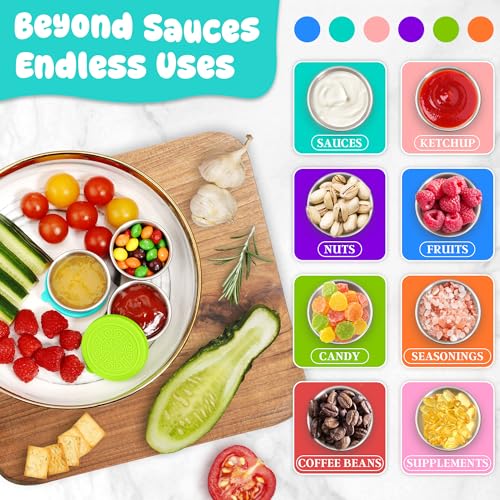 LIEMAND 6x1.6 oz Salad Dressing Container to Go, Leakproof Reusable Stainless Steel Small Container with Lid,Sauce Containers for Lunch box,Picnics,Travel,Office and Meal Prep - color: Glacier Mint, size: 1.6oz
