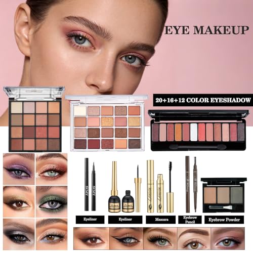All in One Makeup Kit for Women Full Kit, Travel Makeup Set, Make up Foundation Eyeshadow Palette Concealer Lipstick Eyeliner Cosmetic Brushes Makeup Gift Set for Women Teen Girls