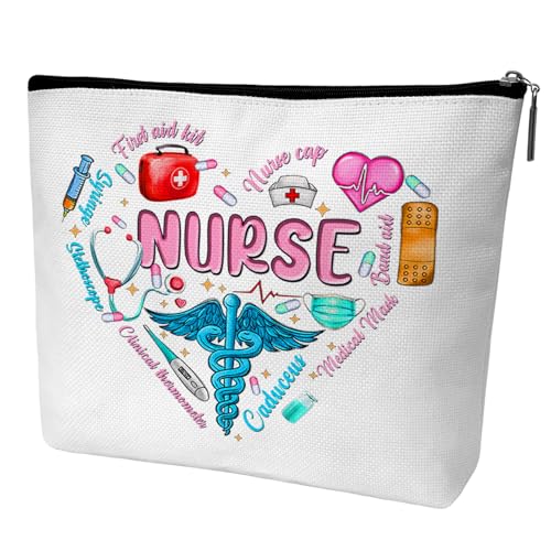 Nurse Graduation Gifts for Women, Nurse Medical Makeup Bag Appreciation Birthday Gifts for Nurses, Nursing Essentials Travel Cosmetic Pouch Bags with Zipper - B03 - style: Caduceus