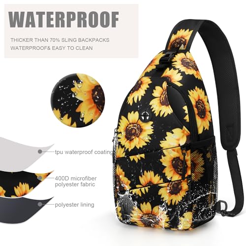 Pritent Crossbody Bags for Women Men Trendy Sling Bag Backpack Casual Chest Bag with Convertible Shoulder Strap - color: Sunflower, size: Medium