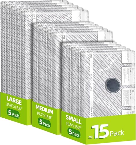 15 Pack Vacuum Compression Bags for Travel, Carry-on Size Seal Packing Cubes for Luggage,Vacuum Storage Bags, Space Saver for Clothes 80% for Travel & Home(No pump) - style: 15 Vacuum Bags