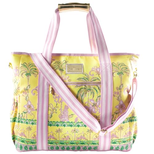 Lilly Pulitzer Beach and Picnic Cooler, Insulated Bag with Adjustable Shoulder Strap and Zipper, Soft Cooler - color: Yellow