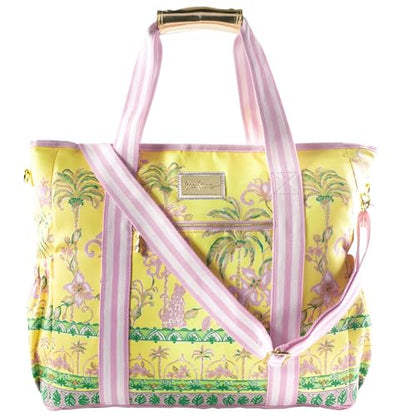 Lilly Pulitzer Beach and Picnic Cooler, Insulated Bag with Adjustable Shoulder Strap and Zipper, Soft Cooler - color: Yellow
