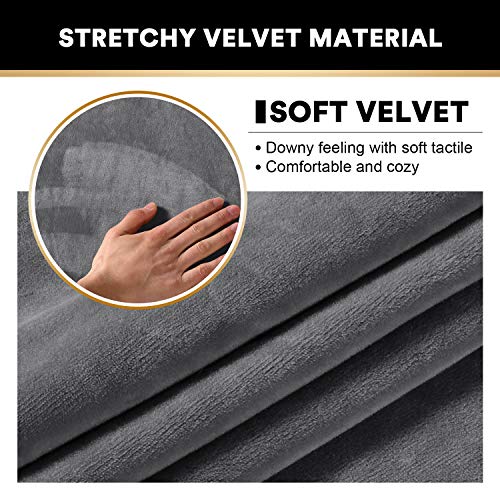 PrinceDeco 2 Pack Thick Velvet Stretch Armrest Covers for Chairs and Sofas - Non Slip, Grey - color: Grey