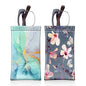 [2 Pack] Fintie Eyeglasses Pouch with Cleaning Cloth, Portable Squeeze Top Leather Glasses Case Sunglasses Bag, Emerald Marble + Blooming Hibiscus - color: Emerald Marble + Blooming Hibiscus