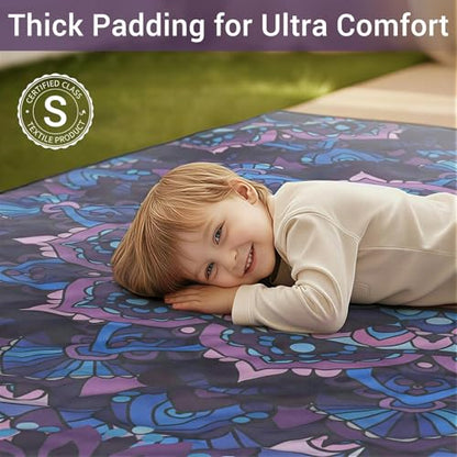 80x80 Waterproof Picnic Blankets Outdoor Sandless Beach Blanket Foldable Padded Ground Grass Park Lawn Mat Tent Camping Rug Backpack Hiking Roadtrip Gadgets Gifts Rv Car Travel Trailers Items - color: Green Mountain, size: 6'8" x 6'8" (Square)