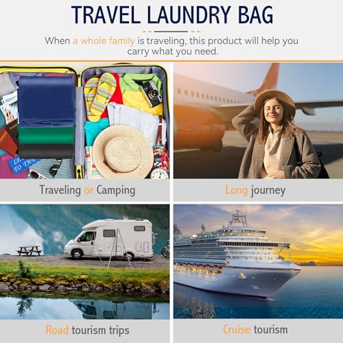Isink Extra Large Heavy Duty Laundry Bag - 28" x 40", Travel Laundry Bag for Dirty Clothes, Camping & Travel (Navy) - color: Extra Large Laundry Bag With Handles (Navy)