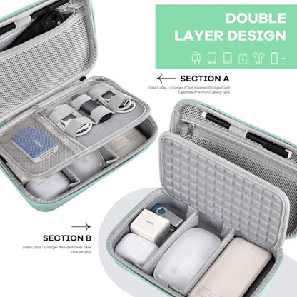 Hard Travel Electronic Organizer Case for MacBook Power Adapter Chargers Cables Power Bank Apple Magic Mouse Apple Pencil USB Flash Disk SD Card Hard Drive Shockproof Accessories Carrying Bag, Green - color: Green