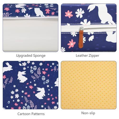 SMZCTYI Toddler Booster Seat for Dining Table, Stronger Support Non-Slip Bottom Double Safe Straps Booster Seat Dining Toddler, Portable Travel Increasing Cushion (Navy Blue Rabbit) - color: Navy Blue Rabbit