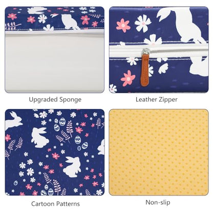 SMZCTYI Toddler Booster Seat for Dining Table, Stronger Support Non-Slip Bottom Double Safe Straps Booster Seat Dining Toddler, Portable Travel Increasing Cushion (Navy Blue Rabbit) - color: Navy Blue Rabbit