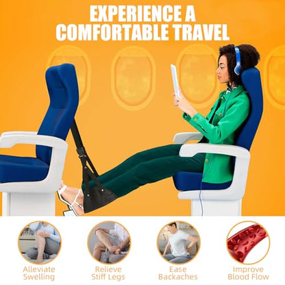 2 Pack Airplane Foot Hammock Travel Footrest - Long Flight Must Haves - Foot Rest for Air Travel,Essentials for Travel & Home (Blue)
