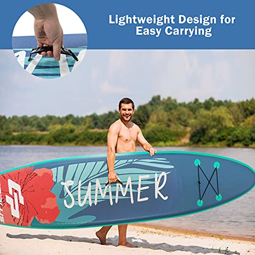 Goplus Inflatable Stand up Paddle Board, 10'/10.5'/11' SUP 6" Thick with Premium Accessories, Adjustable Aluminum Paddle, Leash, Carry Bag, Hand Pump, Removable Fin, ISUP for Adults - size: 10.5 FT, style: Green