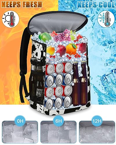 Cooler Backpack Insulated Leakproof Waterproof Backpack Cooler Bag 30/45 Cans, Large Capacity Lightweight Travel Camping Beach Backpack Cooler Ice Chest for Men and Women - color: cowprint, size: 30 Cans