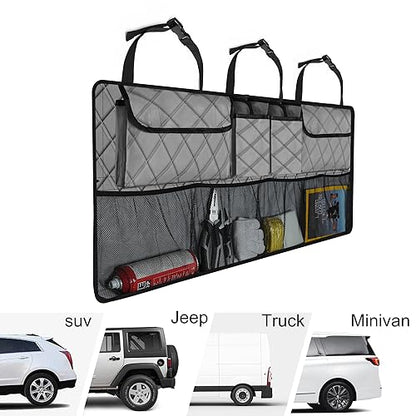 Femuar Car Trunk Organizer, Large Capacity Backseat Trunk Organizer (42"*18"), Collapsible Car Storage Bag with 8 Pockets, SUV/MPV/Truck - Grey - color: Grey
