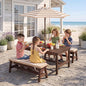 HONEY JOY Kids Picnic Table, Large 42“x 23” Tabletop, Fir Wood Toddler Outdoor Table & Bench Set w/Removable Cushions & Umbrella, Children Backyard Furniture for Patio Garden, Seats for 4 (Walnut) - color: Walnut