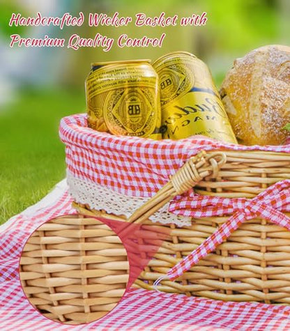 Family Picnic Basket for 4 with Table and Blanket Collapsible Cooler Bag Insulated Picnic Set for Beach Picnic Hamper Picnic Date Essentials for Outdoor Picnic Accessories