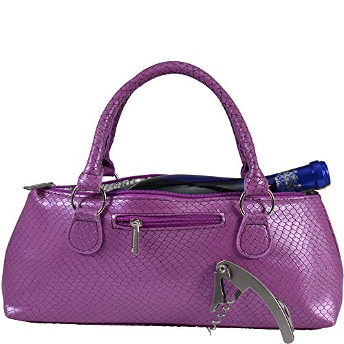Wine Clutch Bag (Thermal Insulated) Trendy Women’s Carry Tote | Holds Red & White 750mL Bottles | Trendy Fashion | Incl. Portable Waiter-Style Corkscrew (Lavender Burmese) - color: Lavender Burmese